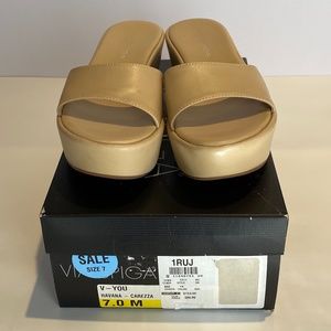 Via Spiga Havana Carezza Wedge Sandals size 7